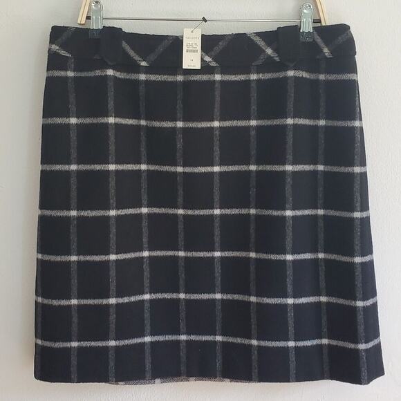 Talbots Wool Blend Flannel Mini Skirt Black Plaid NEW Academia Preppy Twee - Picture 4 of 14